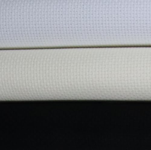 Image of KCS 3 pc of 15 inch x 18 inch(38cmx45cm) 14 Count Cross Stitch Cotton Aida Cloth Needlework Rolled Fabric Box,14CT,White+Antique White+Black
