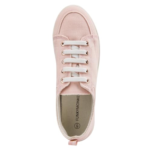 Image of FUNKYMONKEY Slip-On Canvas Sneakers for Women, Comfortable Lightweight Lace-Up Flat Casual Tennis Shoes Breathable Walking Shoes for Everyday Wear