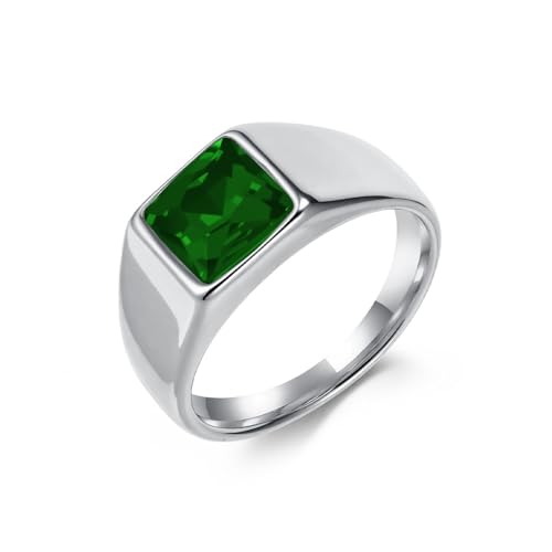 Anneau alliance acier inoxydable pour homme bague large 10mm et pierre fine en verre