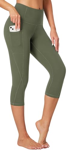 Image of Heathyoga Capri Leggings for Women High Waisted Capri Leggings with Pockets for Women Tummy Control Yoga Pants Women