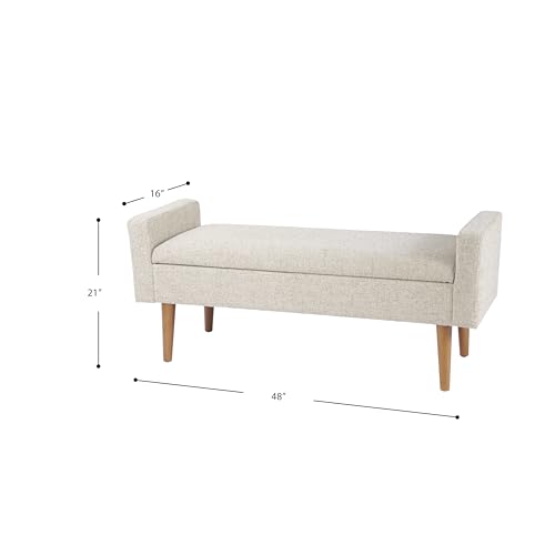 Image of HomePop Fulton 48 inch Storage Bench - Textured Cream Fabric
