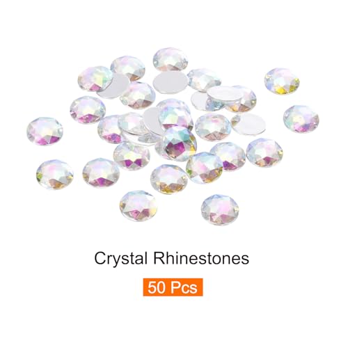 Image of MECCANIXITY Flat Back Round Acrylic Rhinestones,14mm Starry Sky Flatback Crystal Rhinestones for Crafts Clothes Shoes DIY Decoration Gifts 50Pcs