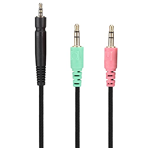 Dpofirs Kabel Słuchawek do Gier, Kompatybilny z PC 373D PC37X G4ME ONE GSP 350 500 600, 1,9 M Kabel w Oplocie OFC z pozłacaną wtyczką 3,5 Mm do Wymiany Zestawu Słuchawkowego Gier (Wersja na PC)