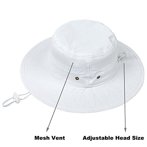 Baby Sun Hat Wide Brim Toddler Beach Hat Upf 50+ Adjustable Kids Mesh Bucket Hat Quick Dry(White,M) #TOP1