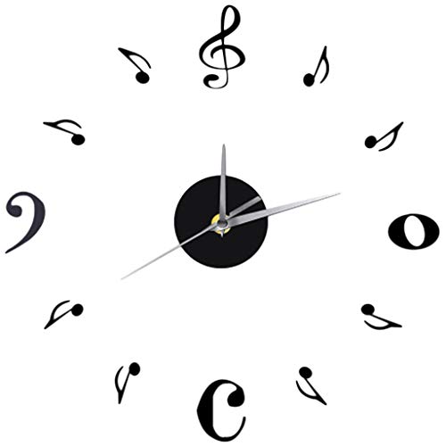 beautyjourney Reloj de Pared Moderno de Acrílico Relojes de Pared de Nota Musical de Bricolaje sin Ruido de Tic Reloj de Pared con Espejo 3D Decoración de Oficina en Casa