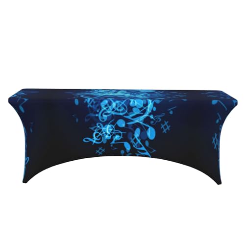 Nappe extensible élasthanne imprimé notes de musique bleues 1,8 m - 3