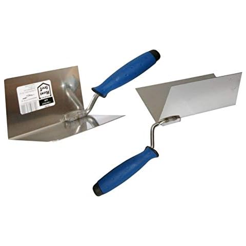 Toolty Stainless Steel Lining, Plastering Trowel - Set External and Internal Corners - 120x75mm - Rubber Handle - for Brickwork and Plastering - DIY - TLTY-S015 Cover