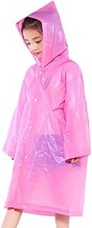 Raincoat For Kids, Waterproof Rain Poncho, Clear Rainwear with Hood and Button, Clear EVA Rain Coat Suit, Reusable Toddler Rain Jacket Cape For Boys Girls Children Outdoor Hiking Camping