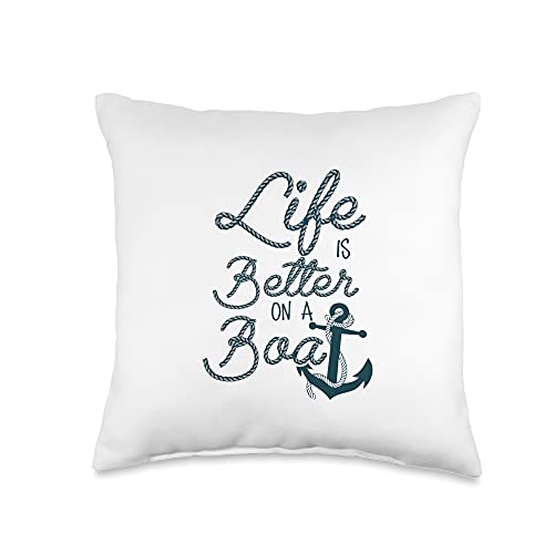 Fun Life is Better on a Boat Cruising Lovers and Boaters Throw Pillow