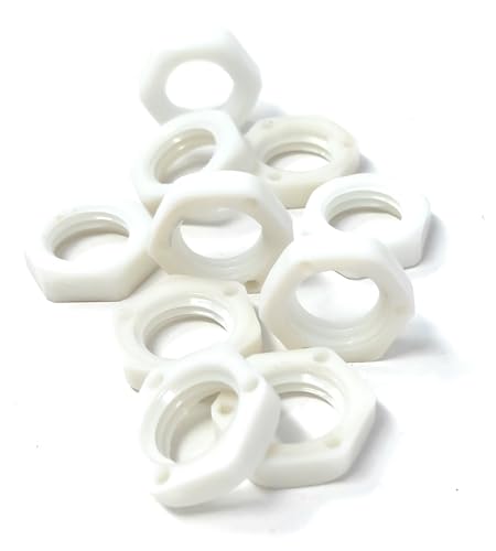 Image of M12 12mm Nylon Locknut (Polyamide), Pack of 10 – Durable, Lightweight Fastening Solution (White)