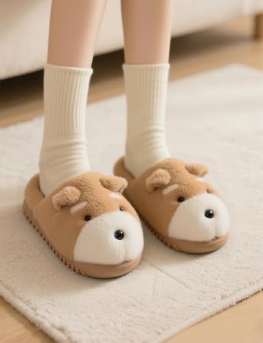Fuzzy Dog Slippers for Women House Slippers Cute Animal Fluffy Furry Women's Warm Winter Slipper Indoor 20252