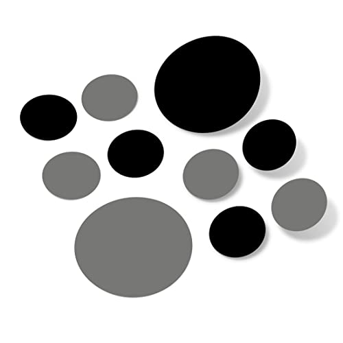 Juego de 30 pegatinas gráficas de vinilo para pared, diseño de círculos, color negro y gris