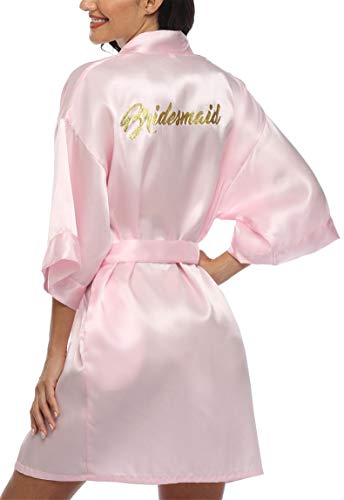 Image of Giova Women Bridal Robe for Bride and Bridesmaid Getting Ready Wedding Party Bathrobe