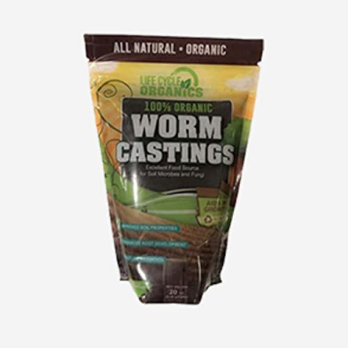 20 oz 100% Organic Worm Castings Natural Superfood for Plant Growth Root Development & Growing Healthier Stronger Crops Non Toxic & Kind to Soil Resealable Zip Pouch Life Cycle Organics