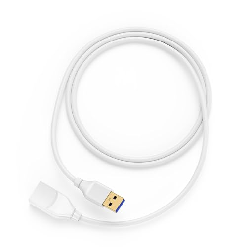 USB Extension Cord White Type A Male to Female USB Extender Cable 6FT USB A Extension Cable High Speed for Printer,Mouse,Keyboard,Hub,Headset,Webcam,Camera,Hard Drive,Flash Drive, Gamepad