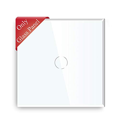 BSEED Interruptor de luz táctil panel de vidrio de cristal panel de vidrio para interruptor de luz de pared 1 Gang Blanco 86 mm