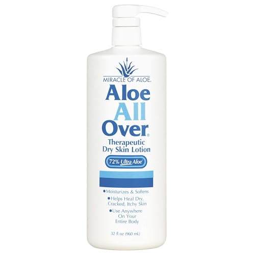 Miracle of Aloe Aloe All Over Super Moisturizing Dry Skin Lotion 32 oz - Made with 72% UltraAloe Aloe Vera Gel. Safe for Everyone: Men, Women, Kids. Restores Dry Skin Fast Miracle of Aloe Aloe All Over Super Moisturizing Dry Skin Lotion 32 oz - Made with 72% UltraAloe Aloe Vera Gel. Safe for Everyone: Men, Women, Kids. Restores Dry Skin Fast