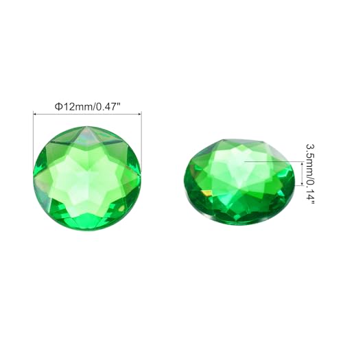 Image of MECCANIXITY Flat Back Round Acrylic Rhinestones,12mm Green Flatback Crystal Rhinestones for Crafts Clothes Shoes DIY Decoration Gifts 50Pcs