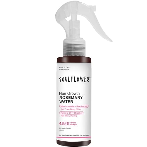 Image of Soulflower Rosemary Water Spray for Hair Growth | Niacinamide & Mint | Hair Regrowth Spray | Instant Shine | Strengthens Hair Roots & Strand | Anti Hair Fall Cooling & Relaxing | All Hair Types 100ml