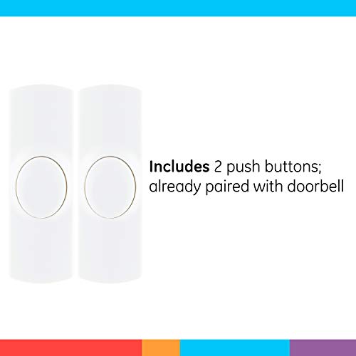 Ge Wireless Doorbell Kit, Plug-In Receiver, 2 Push Buttons Door Bell, 8 Melodies Doorbell Chime, 4 Volume Levels, Classroom Doorbell, 150 Ft Range, White, 19300 #TOP3
