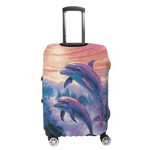 Carry on Luggage Cover Dolphins Art Suitcase Covers for Luggages Tsa Approved Travel Luggage Sleeve Protector Elastic Suitcase Protector Anti-Scratch Washable Fits 19-30 Inch Case -L4