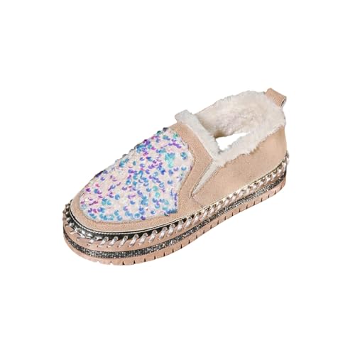 Chaussures paillettes femme hiver avec doublure polaire chaude