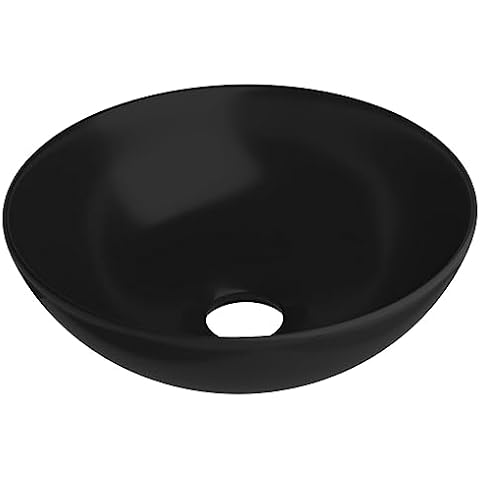 vidaXL Matt Black Round Bathroom Sink Cover