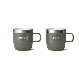 YETI Rambler 6 oz Stackable Mug, Stainless Steel, Vacuum Insulated Espresso/Coffee Mug, 2 Pack, Camp Green