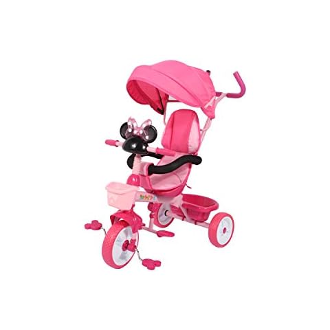 Ricco Kids Easy Steer Pedal Tricycle Buggy Stroller with Oxford Cloth (Cartoon Pink) Cover