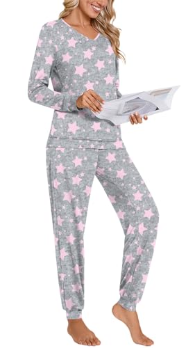 Anydoll Womens Pajamas Sets 2 Piece Lounge Set Long Sleeve Pjs Fall Joggers Pants Sleepwear with Pockets3