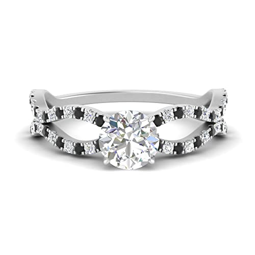 Image of 55Carat Choose Your Gemstone Pave Split Wave Diamond CZ Ring Sterling Silver Round Shape Split Shank Engagement Ring Everyday Jewelry Wedding Jewelry Handmade Gifts for Wife US Size 4 to 12