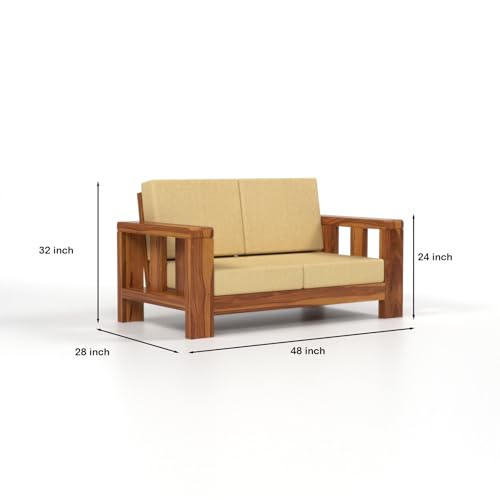 Image of Solid Sheesham Wood 4 Seater Sofa Set for Living Room I Wooden Sofa Set for Living Room Furniture 2+2 (Honey, 4 Seater)