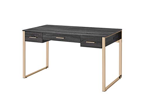Acme Furniture Perle Writing Desk, Champagne Gold and Black