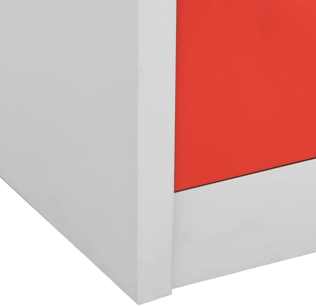 Locker Cabinet Light Gray and Red Steel Medium Storage Locker with Six Locking Compartments for Office and School Use Durable Vertical Storage Cabinet