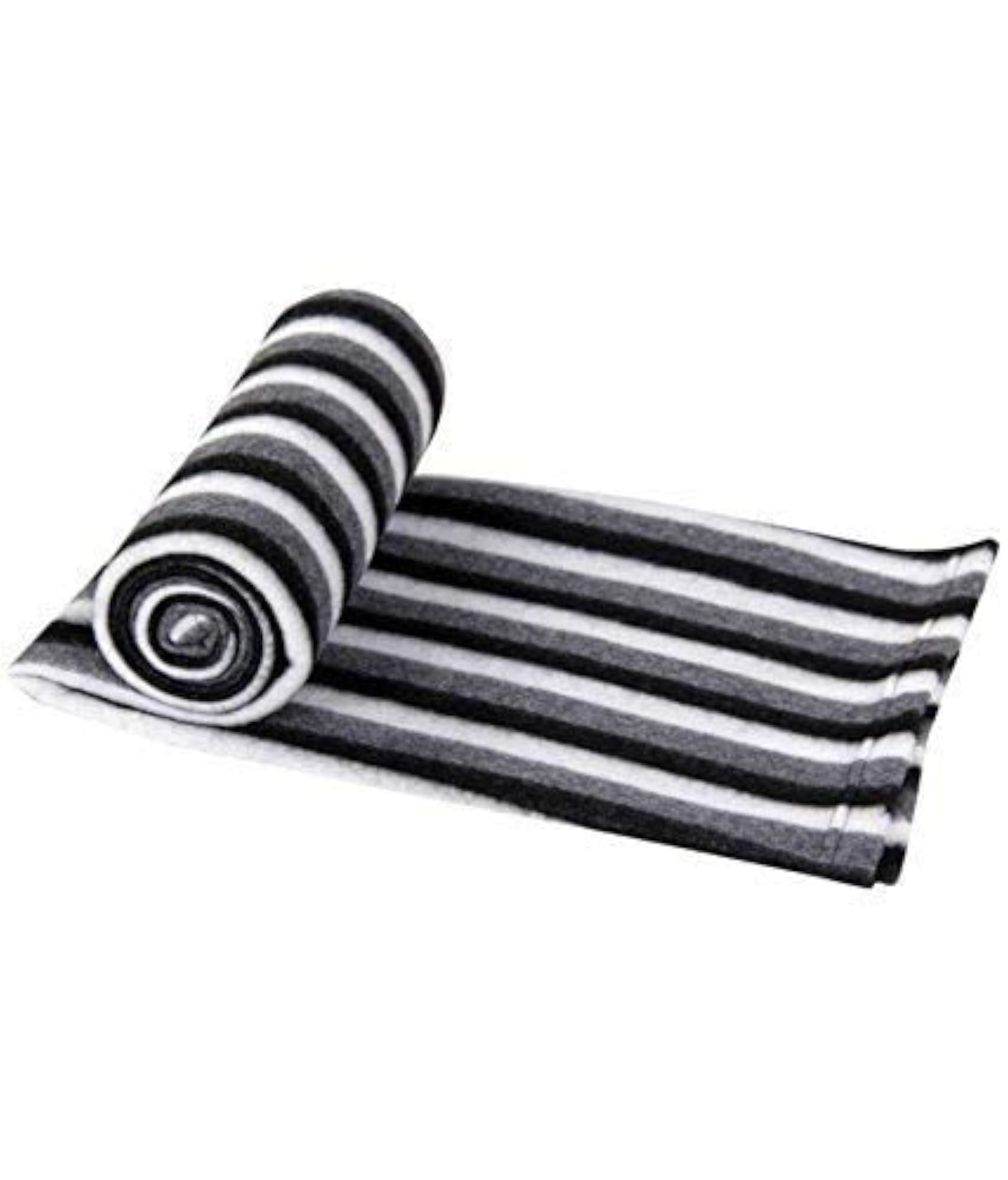 Luxurious Black and White Woollen Polo Blanket, Single Bed