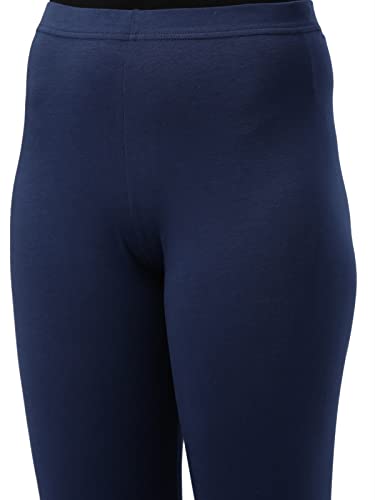 Image of GO COLORS Women Light Navy Mid Rise Cotton Ankle Length Leggings - XL