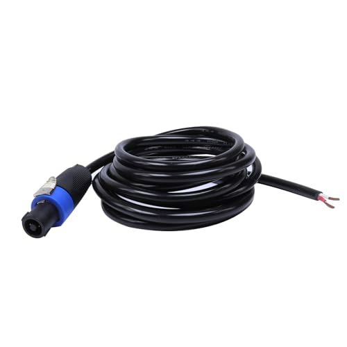 12 Gauge 4 Conductor Speakon Cable - NL4FC Type SpeakOn Plug to Bare Cables for Pro PA, DJ, Tweeter, Mixer Multi Channel Wiring Cord (2-Conductor Wiring, 10 Feet (1-Pack))