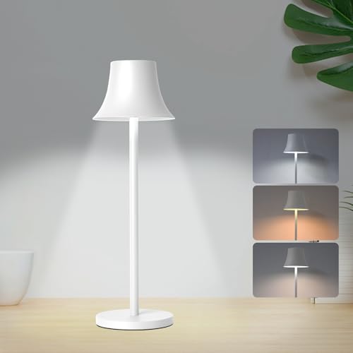 MIni Lámparas de Mesita de Noche sin Cable, Lámparas LED Recargable con Batería 3000mAh, 3 tipos de iluminación, IP54, Type-C, Lampara de Mesa LED Recargable para Dormitorio, Restaurante, Bar