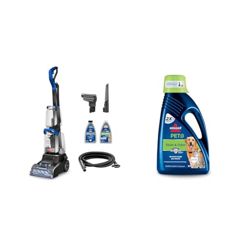 Image of Bundle of BISSELL TurboClean PET, Upright Carpet & Upholstery Cleaner, 3948 + Bissell 2X Pet Stain & Odor Full Size Machine Formula, 60 Ounces, 99K5A