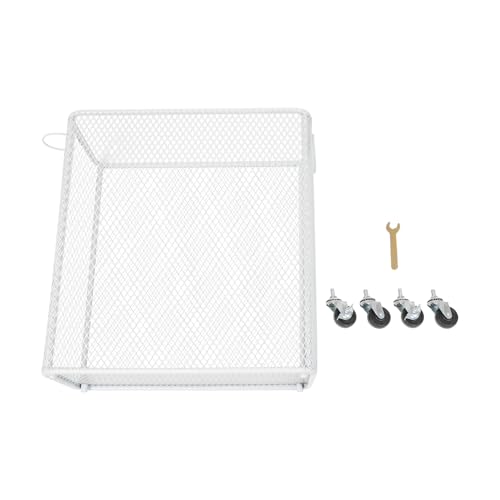 Image of Wire Metal Rolling Laundry Basket On Wheels,Mesh Wire Laundry Basket Storage Cart for Bathroom Bedroom Dirty Clothes Storage (H)