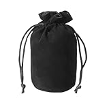 HEARTOOL Drawstring Dice Bag 2.36'x4.92' Durable Velvet Fabric Cosplay Coin Pouch Perfect for Dice Storage & Jewelry & Chess & Tarot Cards & Board Gaming Accessories (Black, 1pcs)