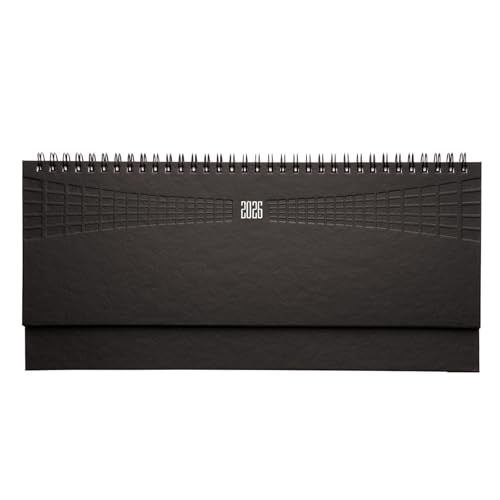 LEIVESTE - Planner Settimanale Scrivania 2026, Agenda Calendario da Tavolo Gennaio-Dicembre, Copertina Rigida, Rilegatura a Spirale, Formato 30x15 cm, Organizzatore Ufficio e Casa (Nero）