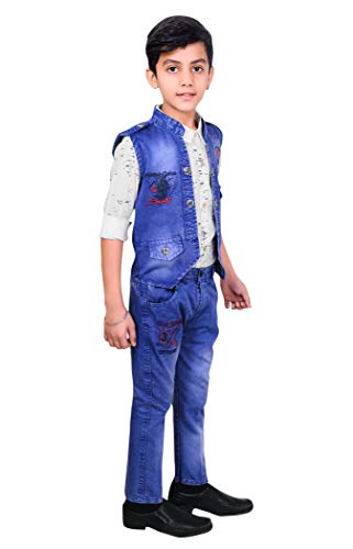 Image of AHHAAAA Kids Ethnic Cotton Blend Waistcoat Shirt and Trouser For Boys 1012