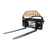 Hydraulic Heavy Adjustable Pallet Forks,Skid Steer Loader Pallet Forks, Load Capacity 4000 lbs, with 2 PCS Hydraulic cylinders, Freely Adjustable, Universal Skid Steer Bracket, Skid Steer Loader