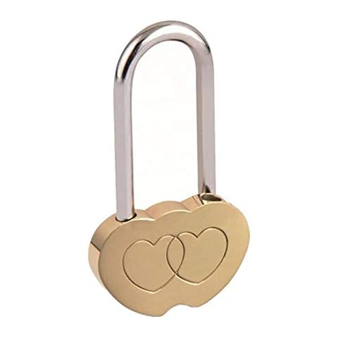 Heart Locks 50MM Engraved Padlock Double Heart Shaped Lock for Anniversary (No Key) Cover