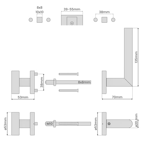 Sempro Wechselgarnitur Livia R2 – Edelstahl Schwarz matt Türbeschlag mit festem Türknopf, Drückergarnitur für Eingangstüren & Zimmertüren