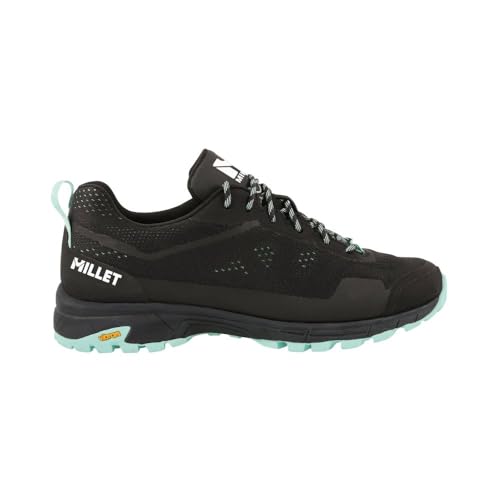 Millet Hike Up W, Chaussures de Randonnée Basses Semelles Vibram Légères - Femme, Noir/Turquoise, 40 EU