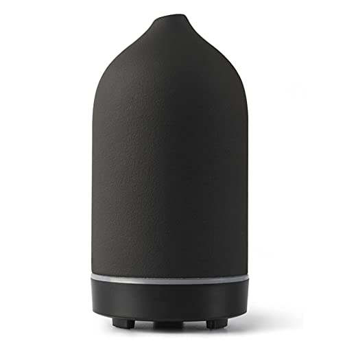 Difusor de aroma para aceites esenciales, 120 ml Premium ultrasónico humidificador difusor de aceite aromático de cerámica con LED, sin BPA, oficina, spa (negro) Cover
