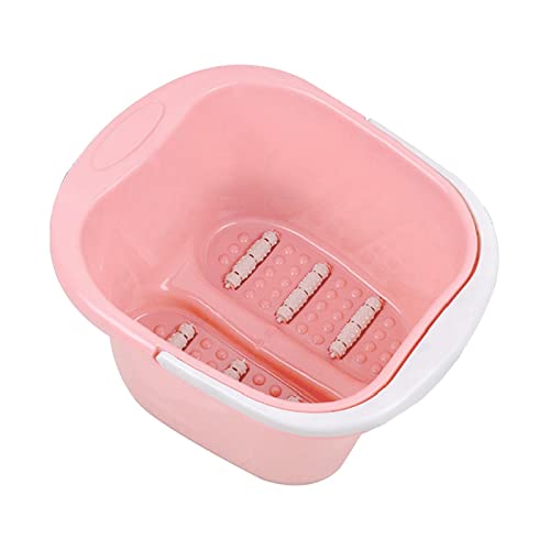 Zialofi 疲れた足を癒すリラックスフットスパ洗面器 - 家庭用大型浴槽, ピンクシックスローラー