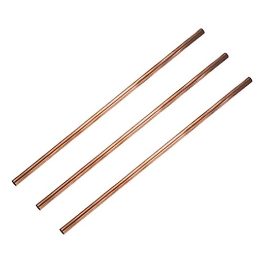 Copper Round Tube, 8mm OD 0.2mm Wall Thickness 300mm Length Straight Pipe Tubing 3 Pcs